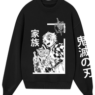 Poleron Cuello Polo Negro Kimetsu Oversize