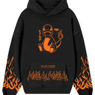 Hoodie/ Canguro Negro Charmander / brilla en la oscuridad