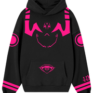 Hoodie/ Canguro Negro - Sukuna Fucsia