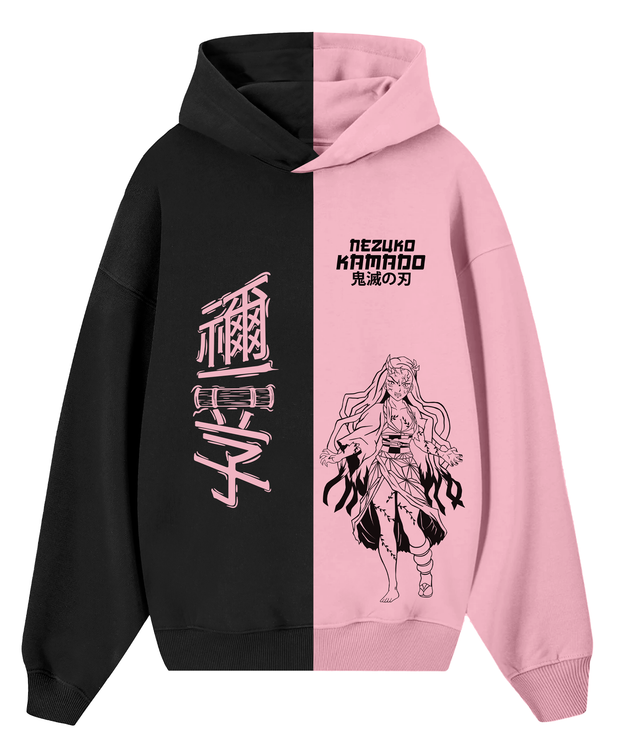 Hoodie/ Canguro Bicolor -  Nesuko Black/Rose