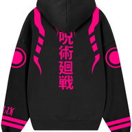 Hoodie/ Canguro Negro - Sukuna Fucsia